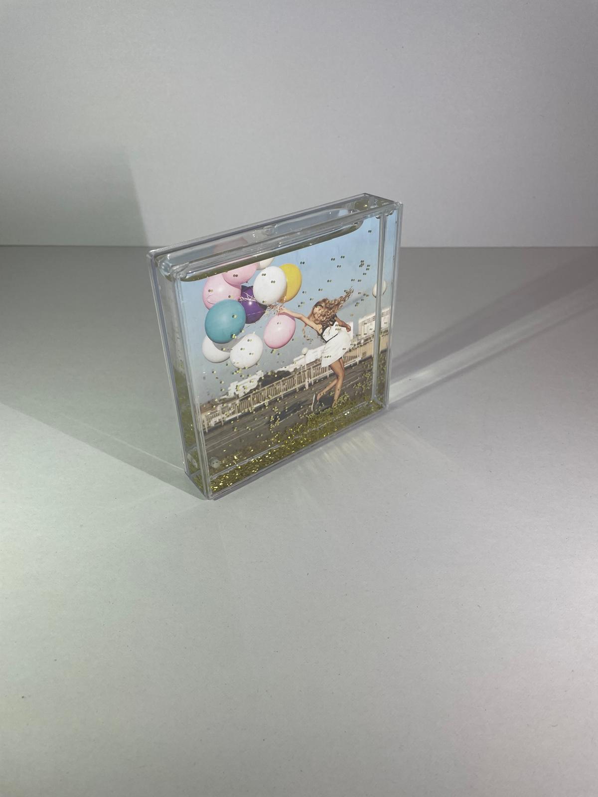 Ramă Foto Decorativă Transparență Glitter Auriu 10x10cm