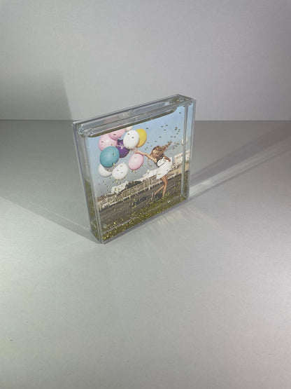 Ramă Foto Decorativă Transparență Glitter Auriu 10x10cm