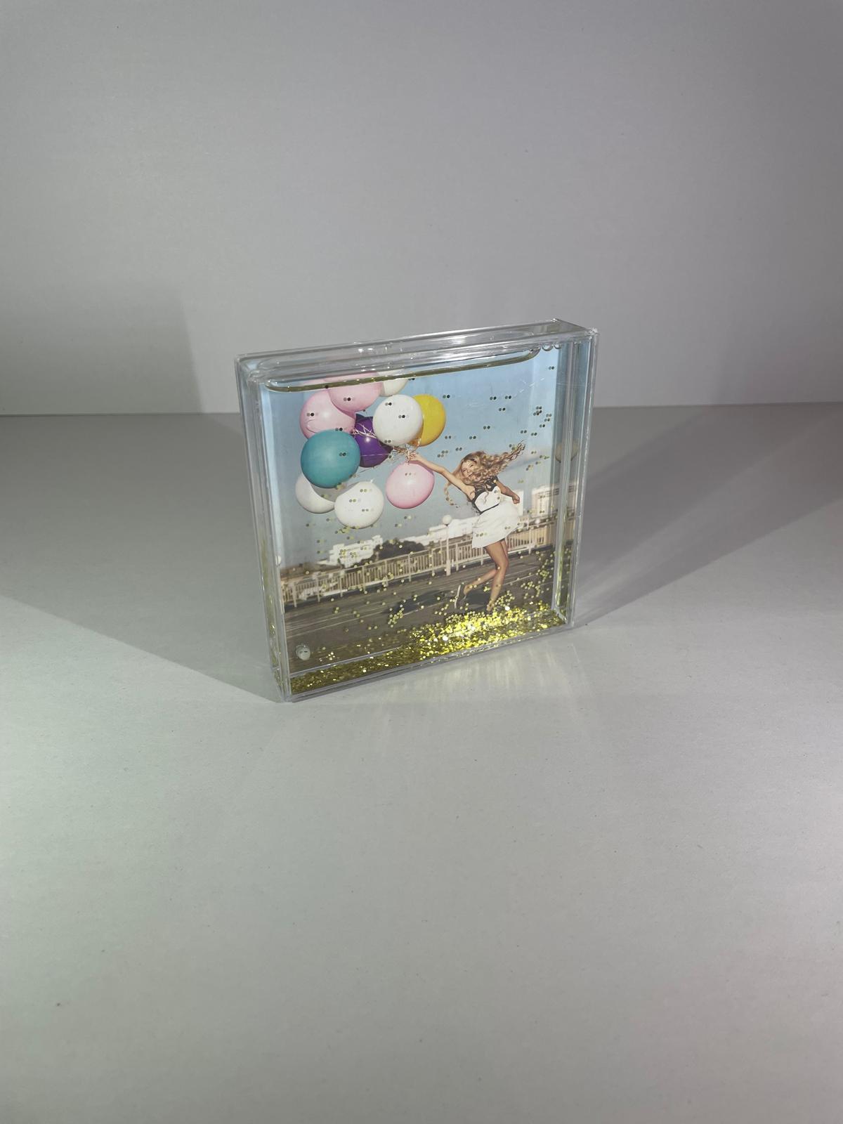 Ramă Foto Decorativă Transparență Glitter Auriu 10x10cm