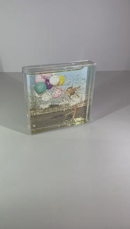 Ramă Foto Decorativă Transparență Glitter Auriu 10x10cm